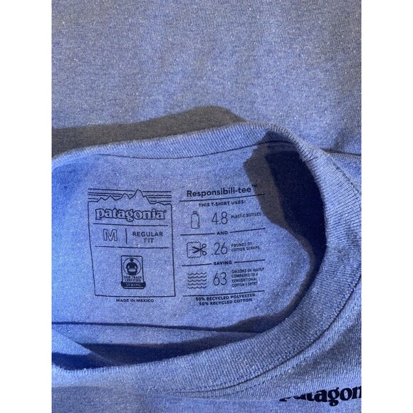 Patagonia Men's P-6 Logo Responsibili-Tee Size Medium Lago Blue Regular Fit - Picture 3 of 6